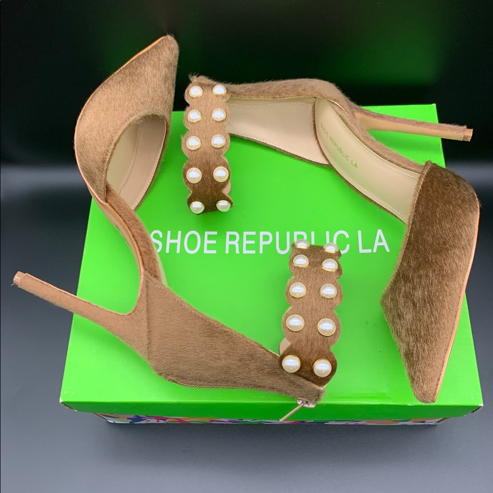Women’s D'Orsay Stilleto Heels w/Pearl Ankle Strap